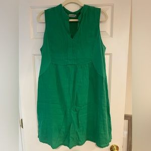 TERZO MILLENNIO size XL, short linen dress. Kelly green.